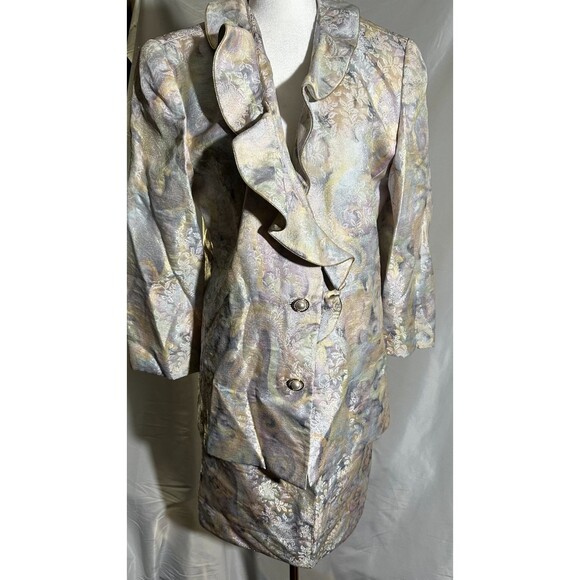 Vintage Valentino Boutique Floral Watercolor Suit Set Size 14 - Picture 1 of 4